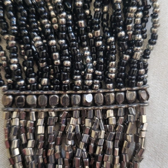 Vintage Bead Statement Necklace Black Silver - Picture 6 of 7
